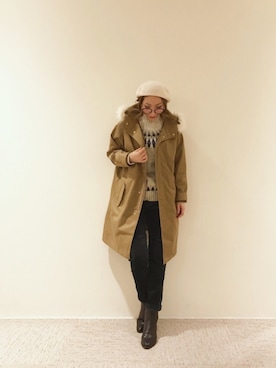 「Lugnoncure（ルノンキュール）のアイテム（モッズコート）」を使った、RISA HARADAさん（レディース・165cm）の秋コーディネート