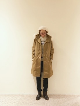 「Lugnoncure（ルノンキュール）のアイテム（モッズコート）」を使った、RISA HARADAさん（レディース・165cm）の秋コーディネート
