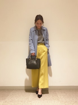 「Te chichi（テチチ）のアイテム（ステンカラーコート）」を使った、RISA HARADAさん（レディース・165cm）の春コーディネート