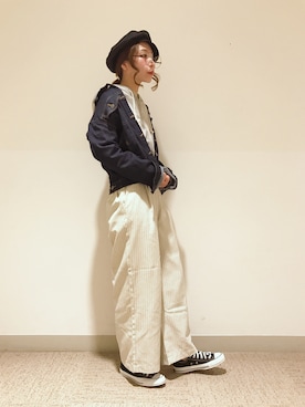 「ペーパーハット」｜「アイテム（ジャケット/アウター）」を使った、RISA HARADAさん（レディース・165cm）の春コーディネート