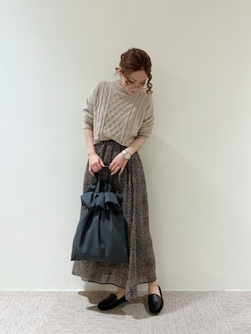 「Te chichi TERRASSE」｜「アイテム（ローファー）」を使った、RISA HARADAさん（レディース・165cm）の冬コーディネート