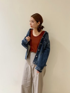 「Te chichi（テチチ）のアイテム（デニムジャケット）」を使った、RISA HARADAさん（レディース・165cm）の夏コーディネート