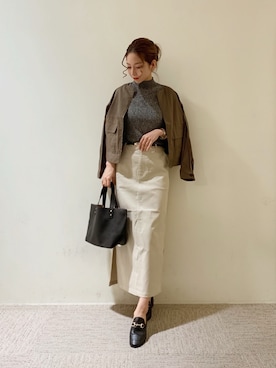 「タッセルローファー」｜「アイテム（ブルゾン）」を使った、RISA HARADAさん（レディース・165cm）の秋コーディネート