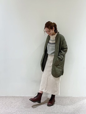 「ワークブーツ」｜「アイテム（その他アウター）」を使った、RISA HARADAさん（レディース・165cm）の秋コーディネート