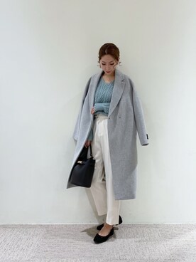 「Te chichi（テチチ）のアイテム（チェスターコート）」を使った、RISA HARADAさん（レディース・165cm）の冬コーディネート