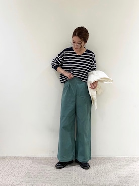 「Te chichi（テチチ）のアイテム（デニムジャケット）」を使った、RISA HARADAさん（レディース・165cm）の冬コーディネート