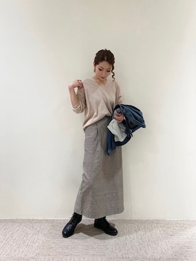 「Te chichi（テチチ）のアイテム（デニムジャケット）」を使った、RISA HARADAさん（レディース・165cm）の冬コーディネート