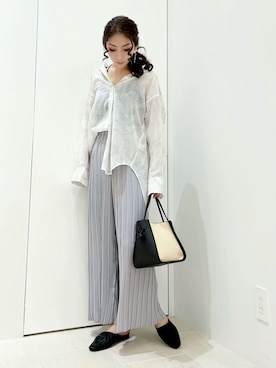 「Te chichi TERRASSE」｜「アイテム（パンツ）」を使った、RISA HARADAさん（レディース・165cm）の春コーディネート