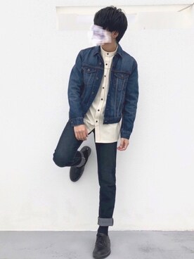 「kutir」｜「アイテム（デニムジャケット）」を使った、Edo.さん（メンズ・162cm）の春コーディネート
