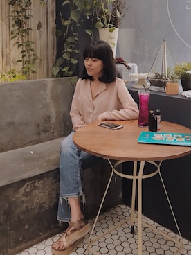「PULL&BEAR（プルアンドベア）のアイテム（サンダル）」を使った、Kesyaさん（レディース・160cm）の夏コーディネート