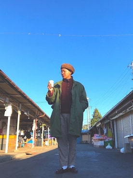 「タッセルローファー」｜「アイテム（ハンチング/ベレー帽）」を使った、POLER ボーイさん（メンズ・170cm）の秋コーディネート