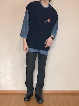 「STUDIOUS(ステュディオス)のアイテム(ベスト)」を使った、KOBAさん(メンズ・178cm)の秋コーディネート