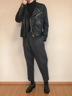 「Paul Smith（ポールスミス）のアイテム（ライダースジャケット）」を使った、KOBAさん（メンズ・178cm）の秋コーディネート