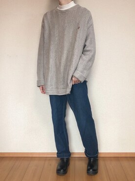 「UNIQLO（ユニクロ）のMEN ソフトタッチハイネックT（長袖）（Tシャツ/カットソー）」を使った、KOBAさん（メンズ・178cm）の秋コーディネート