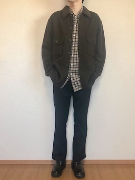 「チェック柄に恋してる」｜「アイテム（その他アウター）」を使った、KOBAさん（メンズ・178cm）の秋コーディネート