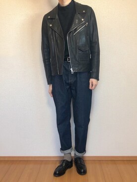 「Paul Smith（ポールスミス）のアイテム（ライダースジャケット）」を使った、KOBAさん（メンズ・178cm）の秋コーディネート