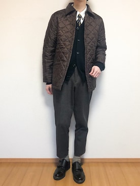 「LAVENHAM（ラベンハム）のアイテム（その他アウター）」を使った、KOBAさん（メンズ・178cm）の冬コーディネート