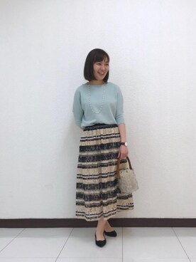 Eclatレースボーダースカートを使った人気ファッションコーディネート Wear