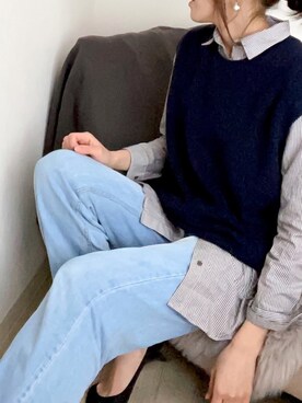 「UNIQLO（ユニクロ）のアイテム（シャツ/ブラウス、ブラウン系）」を使った、gggさん（レディース・164cm）の冬コーディネート