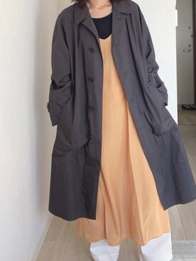 「UNIQLO（ユニクロ）のアイテム（ステンカラーコート、グレー系）」を使った、gggさん（レディース・164cm）の冬コーディネート