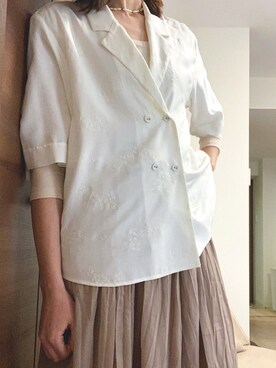 「UNIQLO（ユニクロ）のアイテム（シャツ/ブラウス、ホワイト系）」を使った、gggさん（レディース・164cm）の春コーディネート