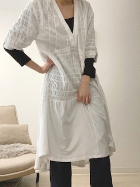 「flowriri（フロウリリ）のflowriri   ２WAYシアーフラワーレースカットソー（Tシャツ/カットソー、ブラック系）」を使った、gggさん（レディース・164cm）の春コーディネート