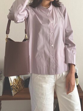 「UNIQLO（ユニクロ）のアイテム（シャツ/ブラウス、ピンク系）」を使った、gggさん（レディース・164cm）の春コーディネート