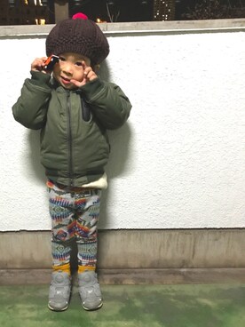 「BILLABONG（ビラボン）のアイテム（ジャケット/アウター）」を使った、Rioさん（キッズ・90cm）の冬コーディネート