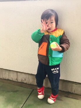 「BEAMS（ビームス）のアイテム（ジャケット/アウター）」を使った、Rioさん（キッズ・90cm）の冬コーディネート