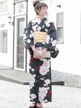 「アイテム（浴衣、ゴールド系）」を使った、SOUBIENさん（レディース・164cm）の夏コーディネート