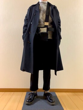 「INHERIT（インヘリット）のアイテム（チェスターコート）」を使った、Ryuto☺︎相互さん（メンズ・165cm）の冬コーディネート