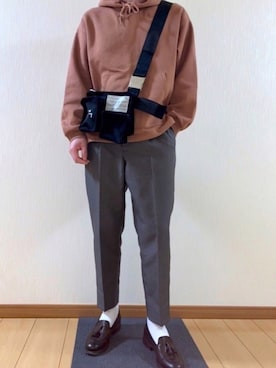 「ブラウンコーデ」｜「アイテム（セットアップ）」を使った、Ryuto☺︎相互さん（メンズ・165cm）の春コーディネート