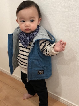 「SLAP SLIP BABY（スラップスリップベビー）のアイテム（トップス）」を使った、haruさん（キッズ・70cm）の春コーディネート