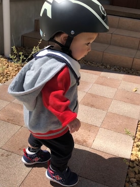 「POLO JEANS（ポロジーンズ）のアイテム（パーカー、グレー系）」を使った、haruさん（キッズ・80cm）の春コーディネート