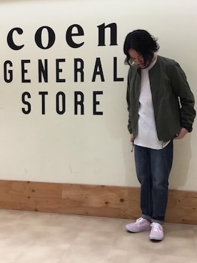 「coen（コーエン）のアイテム（ブルゾン）」を使った、たにさん（メンズ・170cm）の夏コーディネート