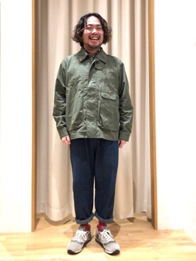 「ハンティングジャケット」｜「アイテム（ミリタリージャケット）」を使った、たにさん（メンズ・170cm）の冬コーディネート