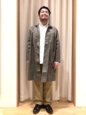「バンダナ」｜「アイテム（ステンカラーコート）」を使った、たにさん（メンズ・170cm）の冬コーディネート