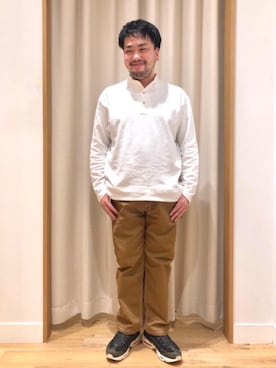 「USAコットン」｜「アイテム（スウェット）」を使った、たにさん（メンズ・170cm）の冬コーディネート