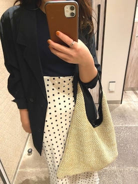 「麻ジャケット」｜「アイテム（バッグ）」を使った、s.memoさん（レディース・149cm）の秋コーディネート