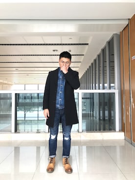 「Ray（レイ）のアイテム」を使った、起点丨终站さん（メンズ・173cm）の冬コーディネート