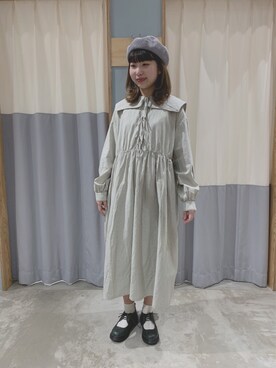 「ピスタチオ」｜「アイテム（ハンチング/ベレー帽）」を使った、せきこさん（レディース・160cm）の春コーディネート