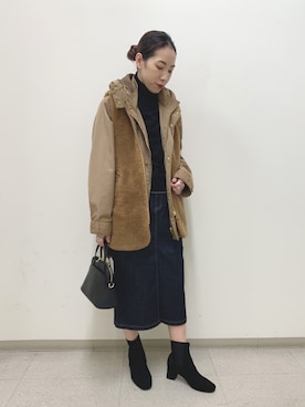 「タートルネック」｜「アイテム（マウンテンパーカー）」を使った、ＫＡＮＡさん（レディース・156cm）の秋コーディネート