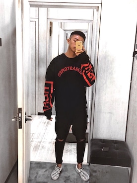 「streetsnap」｜「アイテム（スウェット）」を使った、Hideakiさん（メンズ・185cm）の春コーディネート