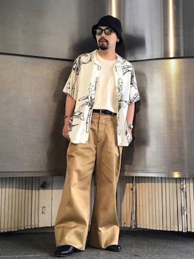 「開襟シャツ」｜Masakiさん（メンズ・163cm）の夏コーディネート