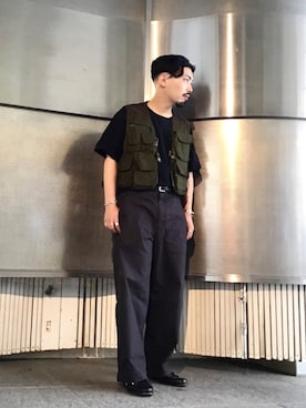 「アイテム（Tシャツ/カットソー、ブラック系）」を使った、Masakiさん（メンズ・163cm）の夏コーディネート