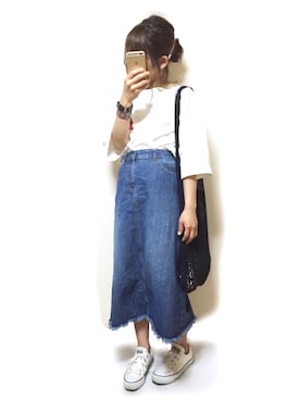 「CONVERSE（コンバース）のconverse（コンバース） ALL STAR OX（オールスターOX）（スニーカー）」を使った、いの ◎さん（レディース・148cm）の夏コーディネート