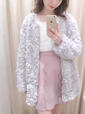「スカラップ」｜「アイテム（その他アウター）」を使った、ricacoさん（レディース・158cm）の春コーディネート
