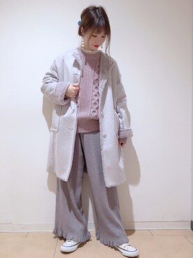 「one after another NICE CLAUP（ワンアフターアナザーナイスクラップ）のアイテム（ムートンコート）」を使った、ricacoさん（レディース・158cm）の冬コーディネート