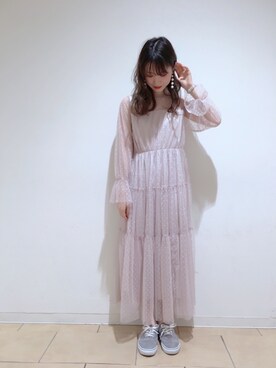 One After Another Nice Claup ワンアフターアナザーナイスクラップ の ドットチュールシアーワンピース ワンピース Wear