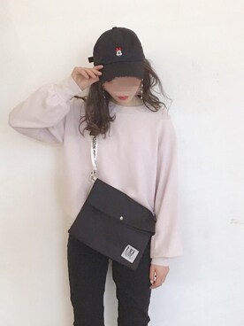 「one after another NICE CLAUP（ワンアフターアナザーナイスクラップ）のアイテム（キャップ）」を使った、ricacoさん（レディース・158cm）の冬コーディネート
